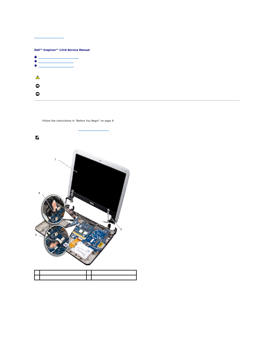 Replacing the display, Replacing the display assembly | Dell Inspiron Mini 12 (1210, Late 2008) User Manual | Page 14 / 38
