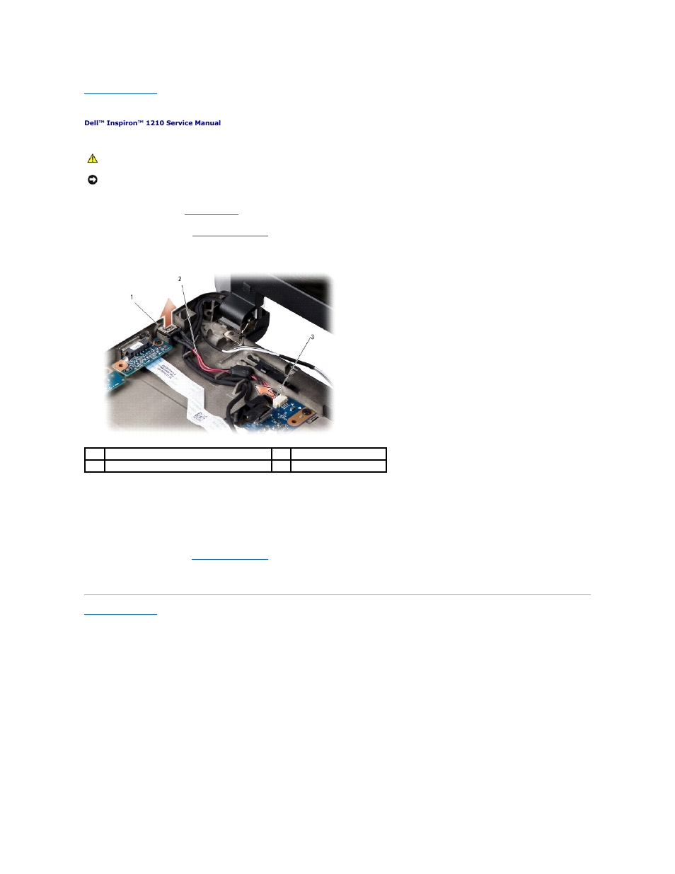 Replacing the power cable | Dell Inspiron Mini 12 (1210, Late 2008) User Manual | Page 8 / 38