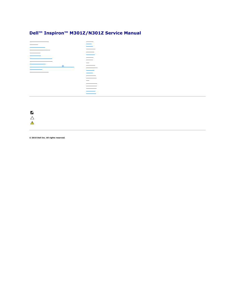 Dell Inspiron M301Z (Mid 2010) User Manual | 52 pages