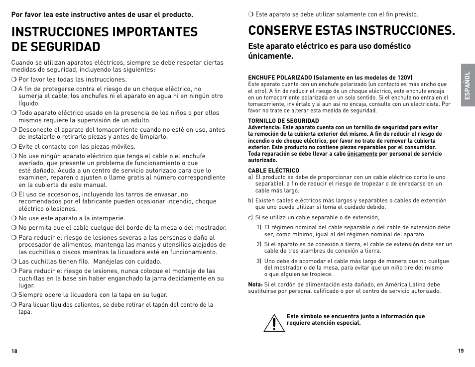 Instrucciones importantes de seguridad, Conserve estas instrucciones | Black & Decker BLC18750DMS User Manual | Page 10 / 21