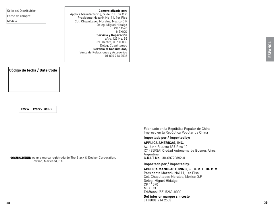 Black & Decker BLC18750DMS User Manual | Page 20 / 21