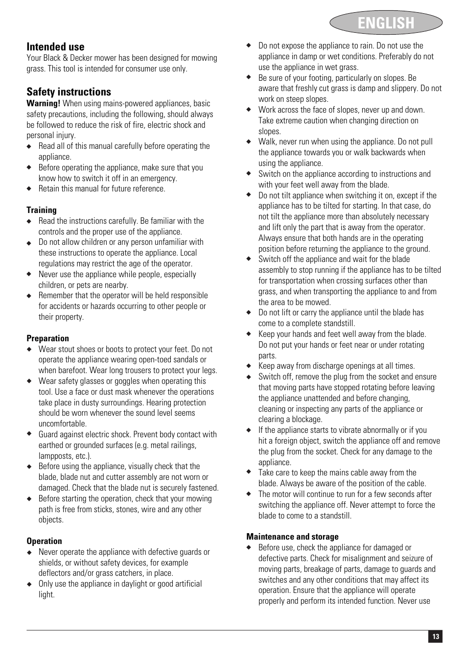 English | Black & Decker GR3800 User Manual | Page 13 / 17