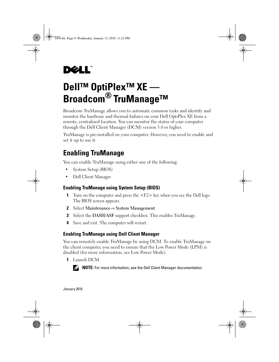 Dell OptiPlex XE (Early 2010) User Manual | 4 pages