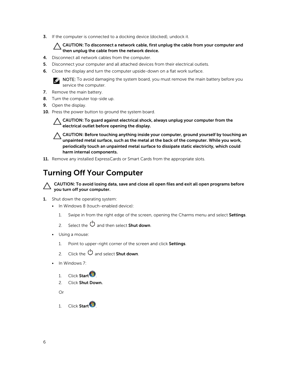 Turning off your computer | Dell Latitude E7250/7250 (Late 2014) User Manual | Page 6 / 52