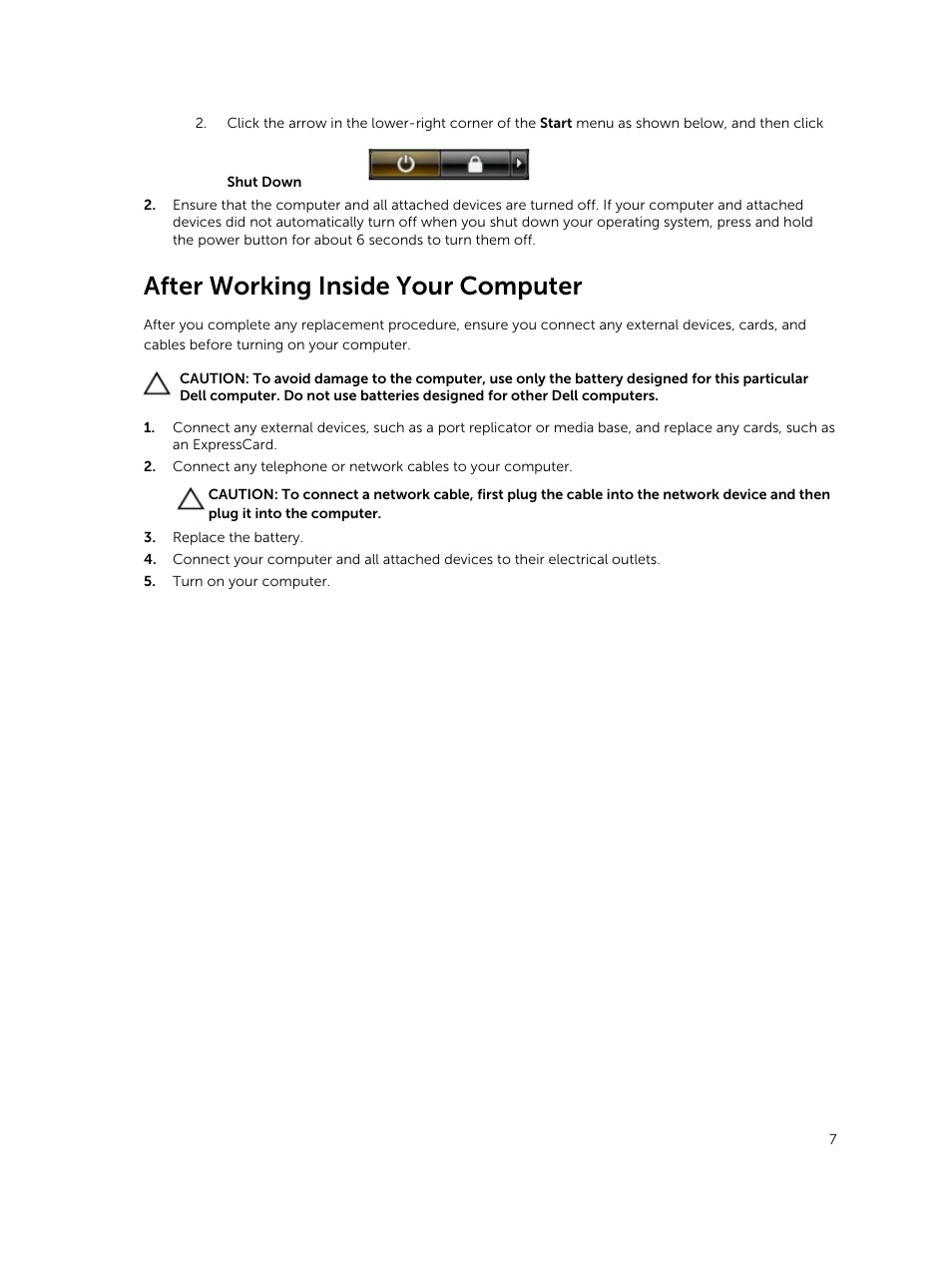 After working inside your computer | Dell Latitude E7250/7250 (Late 2014) User Manual | Page 7 / 52