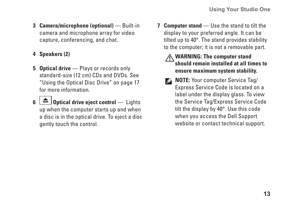 Dell Studio One 19 (1909, Early 2009) User Manual | Page 15 / 62