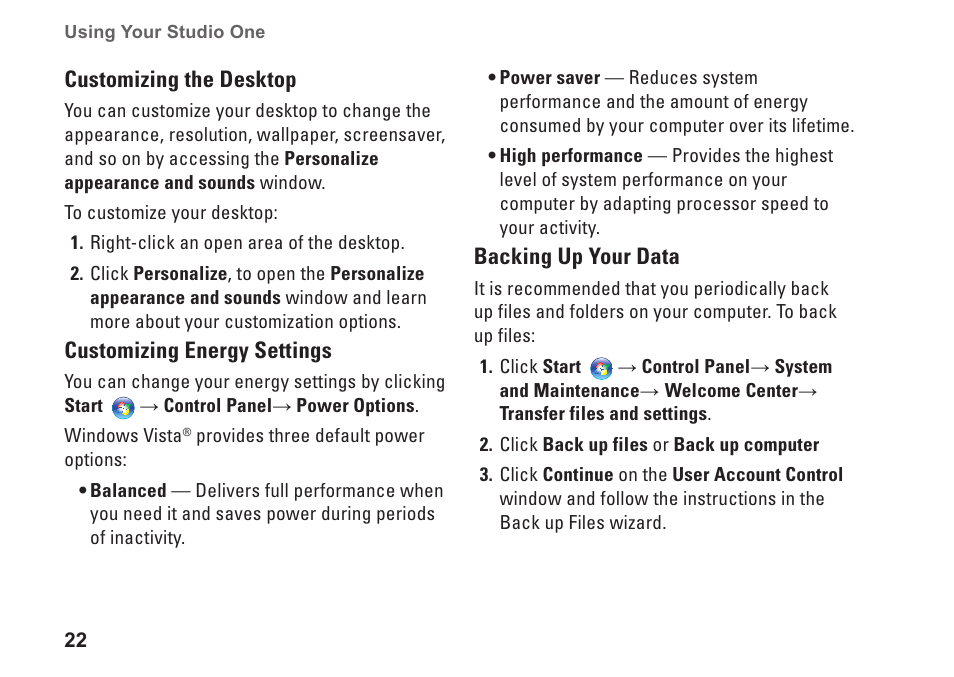 Dell Studio One 19 (1909, Early 2009) User Manual | Page 24 / 62