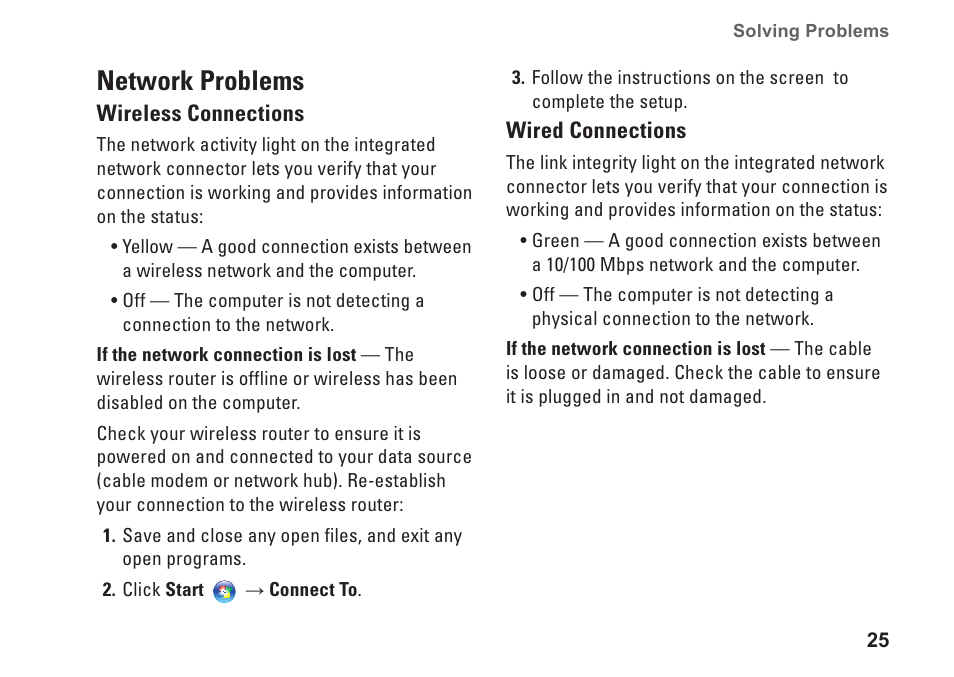 Network problems | Dell Studio One 19 (1909, Early 2009) User Manual | Page 27 / 62