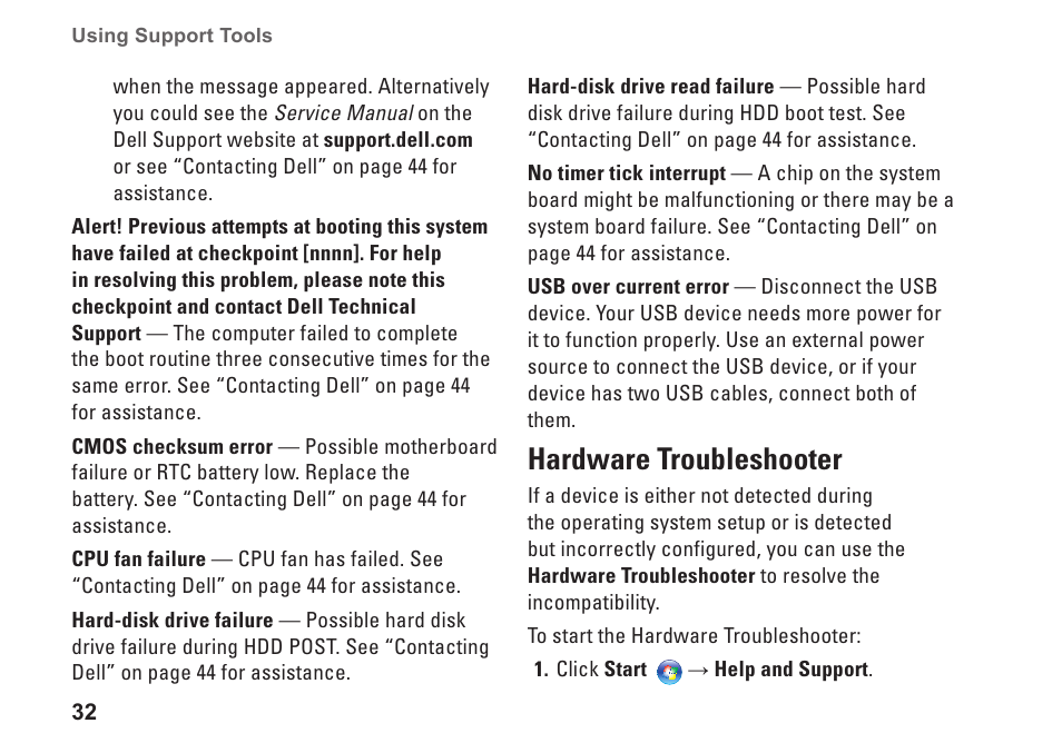 Hardware troubleshooter | Dell Studio One 19 (1909, Early 2009) User Manual | Page 34 / 62