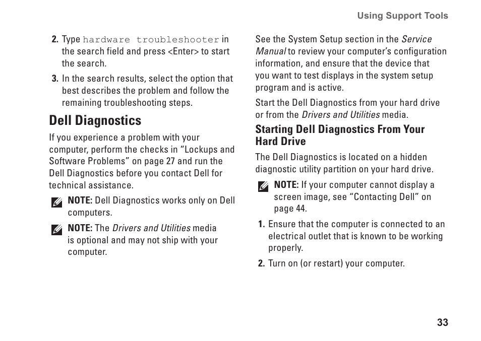 Dell diagnostics | Dell Studio One 19 (1909, Early 2009) User Manual | Page 35 / 62