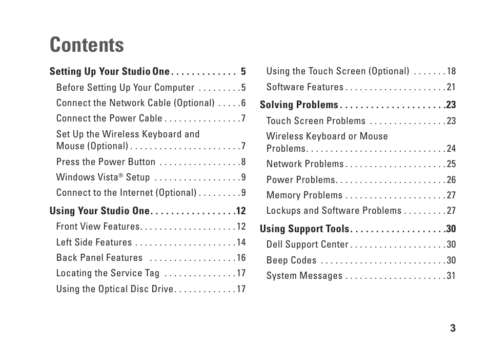 Dell Studio One 19 (1909, Early 2009) User Manual | Page 5 / 62