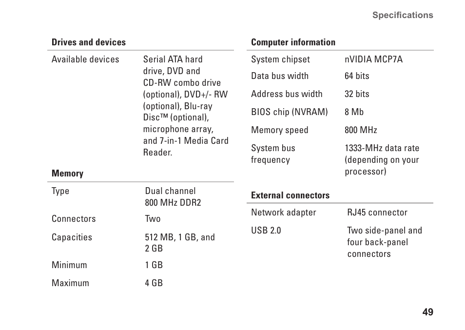 Dell Studio One 19 (1909, Early 2009) User Manual | Page 51 / 62