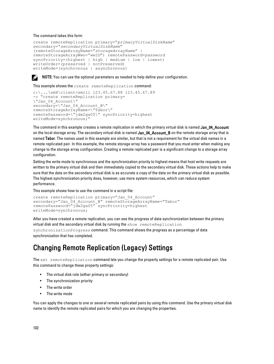 Changing remote replication (legacy) settings | Dell PowerVault MD3260i User Manual | Page 102 / 388
