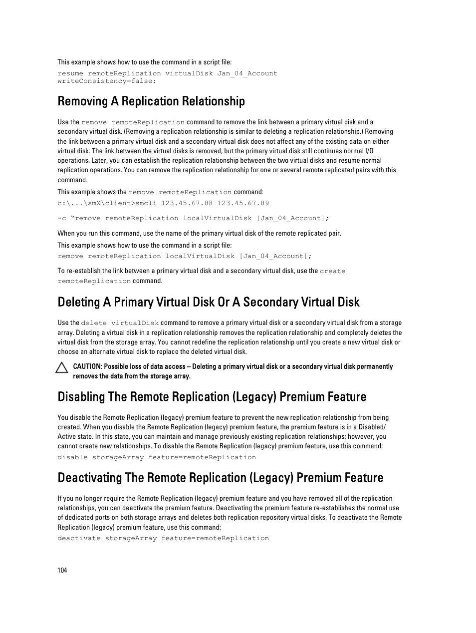 Removing a replication relationship | Dell PowerVault MD3260i User Manual | Page 104 / 388