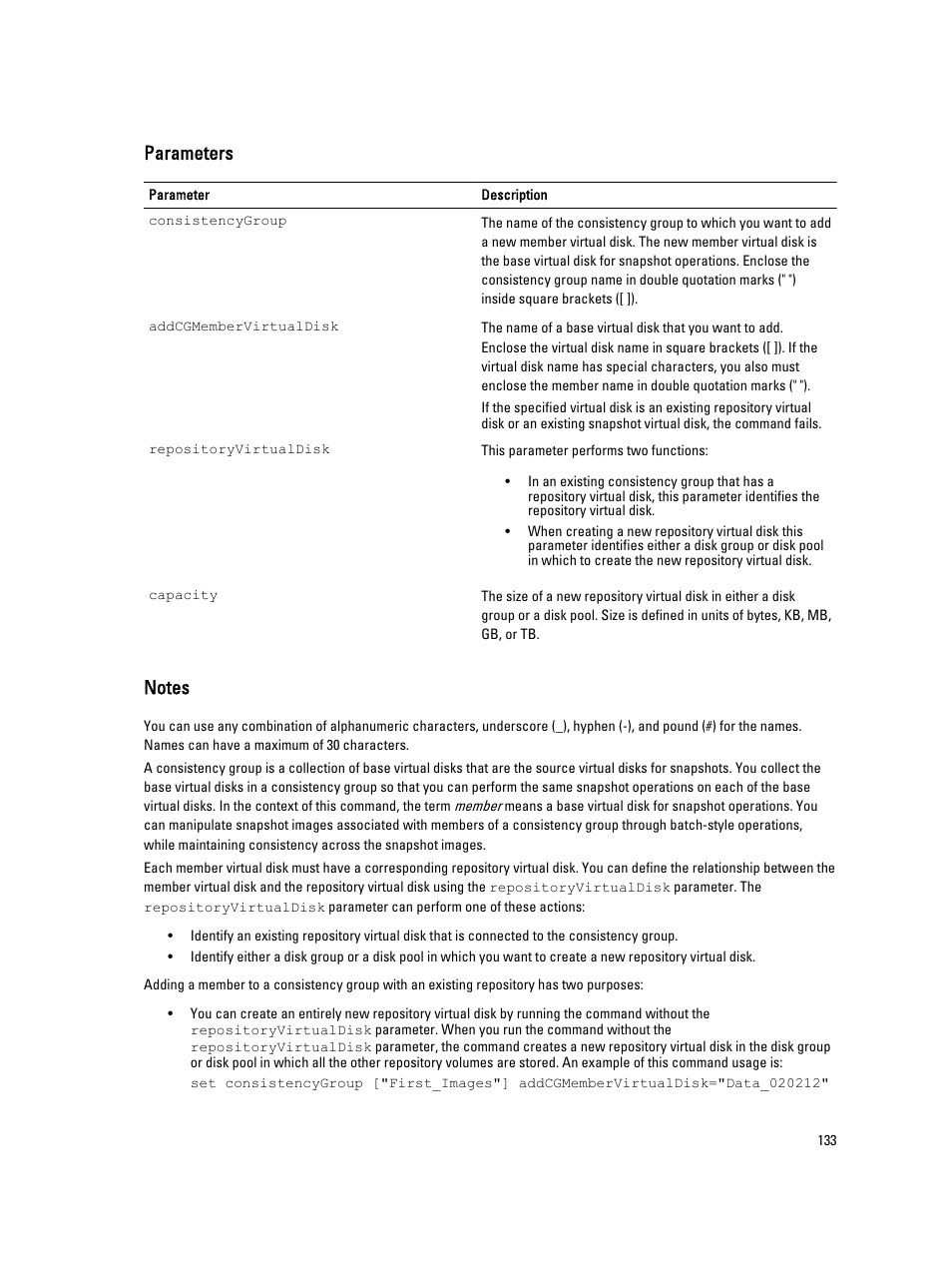 Parameters | Dell PowerVault MD3260i User Manual | Page 133 / 388