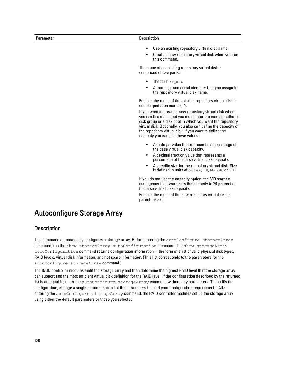 Autoconfigure storage array, Description | Dell PowerVault MD3260i User Manual | Page 136 / 388