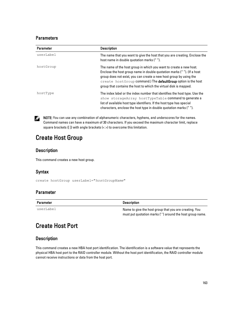 Create host group, Create host port | Dell PowerVault MD3260i User Manual | Page 163 / 388