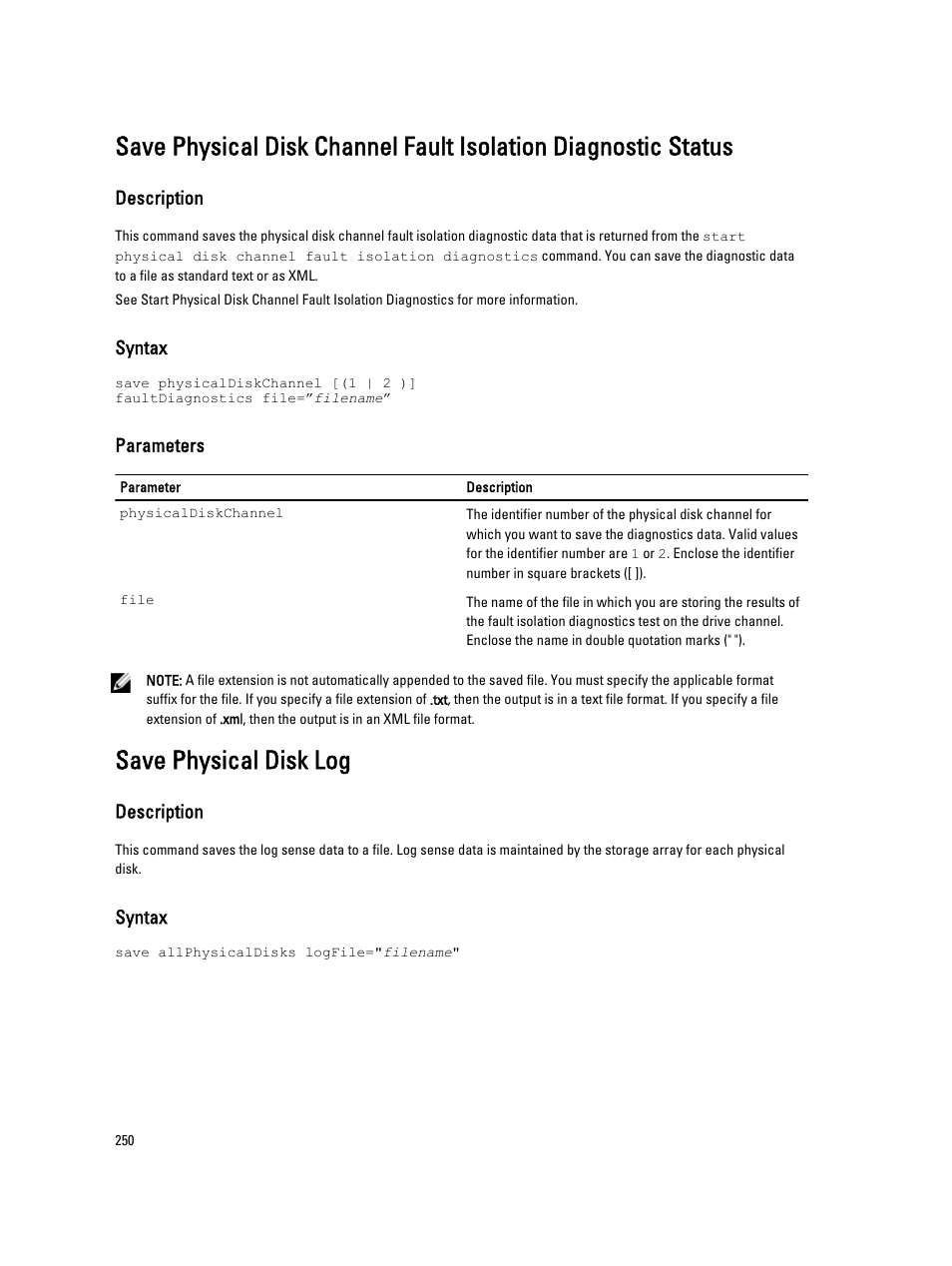 Save physical disk log | Dell PowerVault MD3260i User Manual | Page 250 / 388