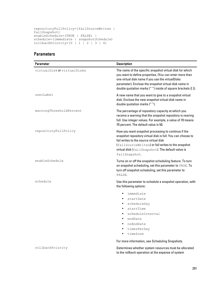 Parameters | Dell PowerVault MD3260i User Manual | Page 291 / 388