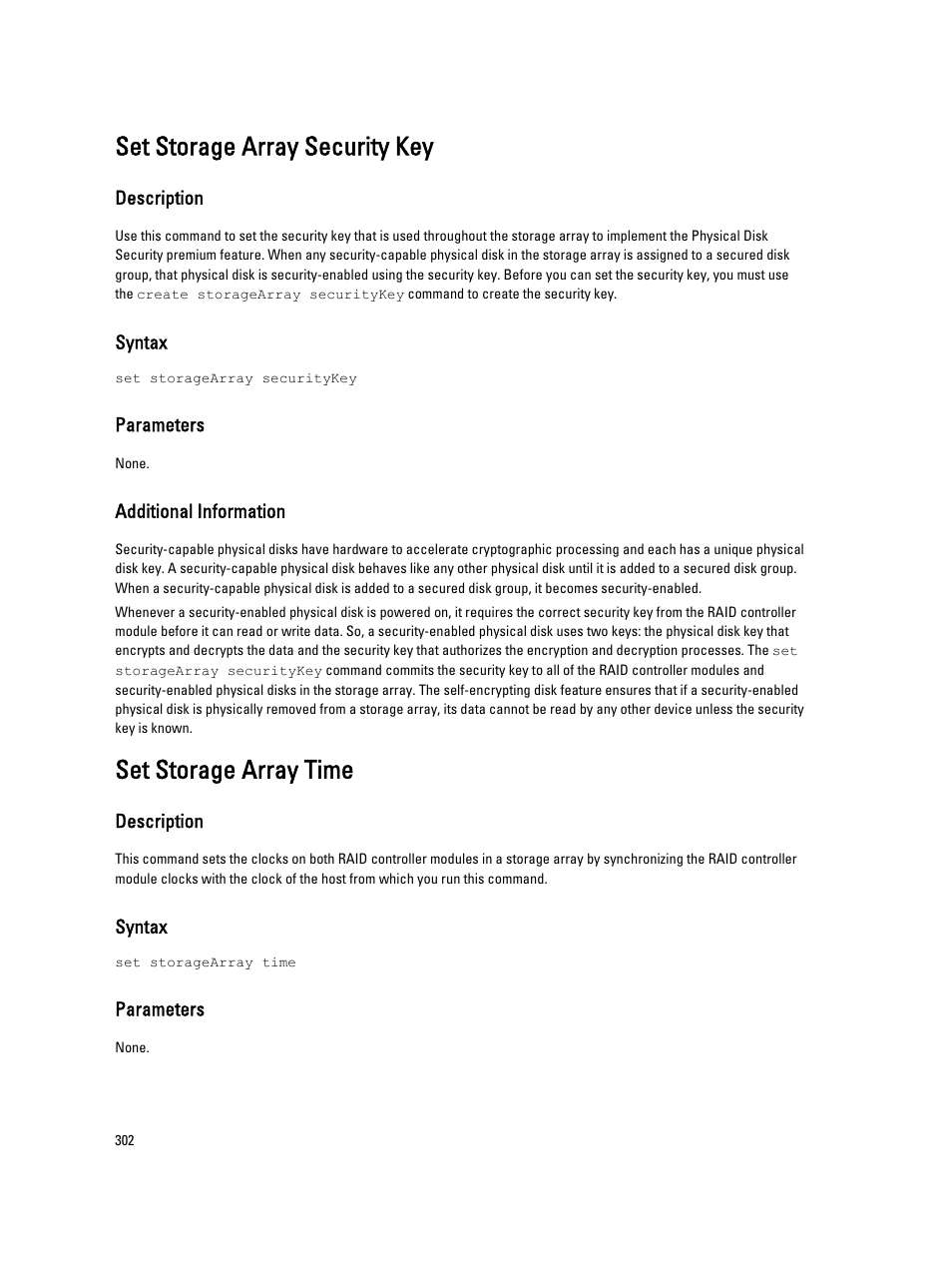 Set storage array security key, Set storage array time | Dell PowerVault MD3260i User Manual | Page 302 / 388