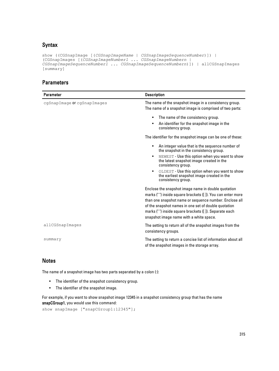 Syntax, Parameters | Dell PowerVault MD3260i User Manual | Page 315 / 388