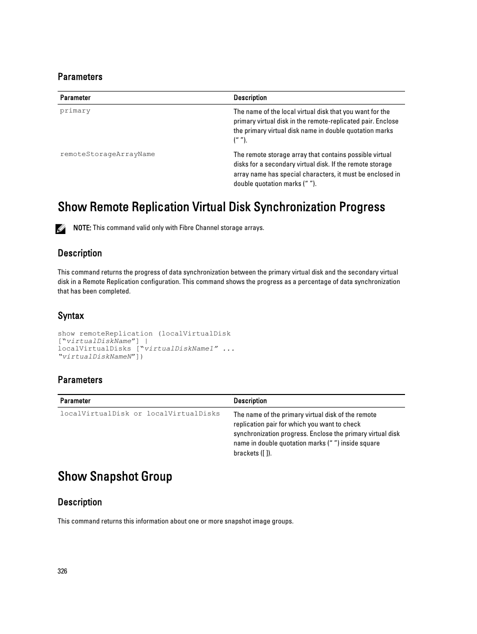 Show snapshot group | Dell PowerVault MD3260i User Manual | Page 326 / 388