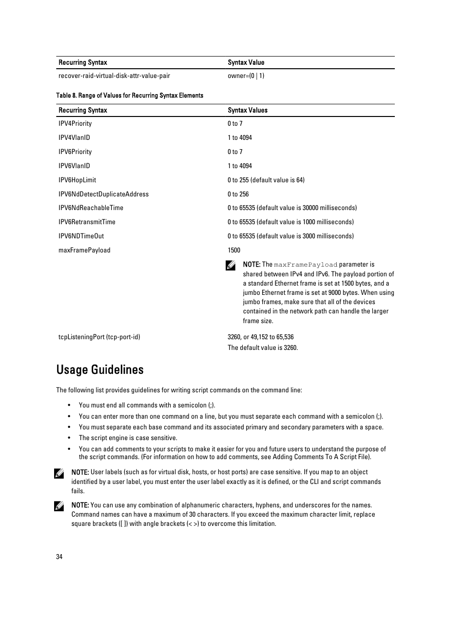 Usage guidelines | Dell PowerVault MD3260i User Manual | Page 34 / 388