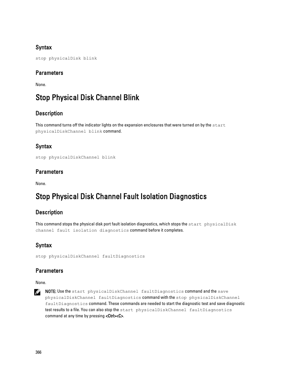 Stop physical disk channel blink | Dell PowerVault MD3260i User Manual | Page 366 / 388