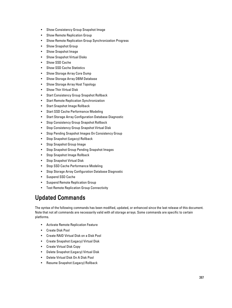 Updated commands | Dell PowerVault MD3260i User Manual | Page 387 / 388