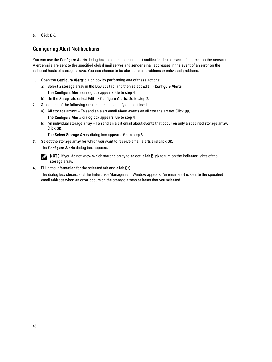 Configuring alert notifications | Dell PowerVault MD3260i User Manual | Page 48 / 388