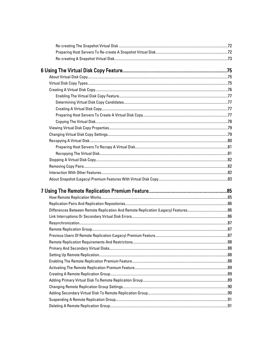 6 using the virtual disk copy feature, 7 using the remote replication premium feature | Dell PowerVault MD3260i User Manual | Page 5 / 388