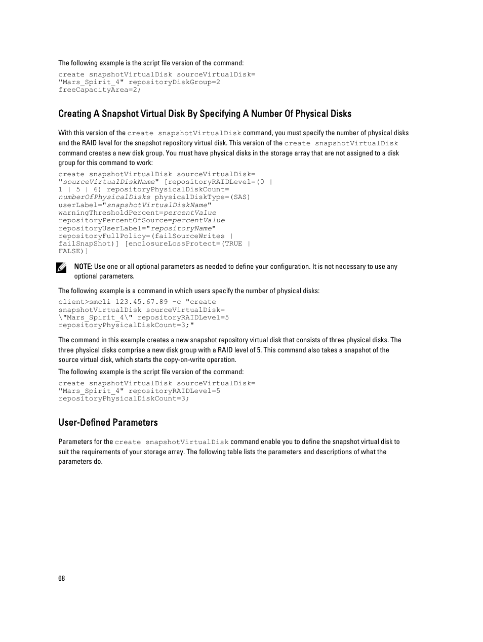 User-defined parameters | Dell PowerVault MD3260i User Manual | Page 68 / 388