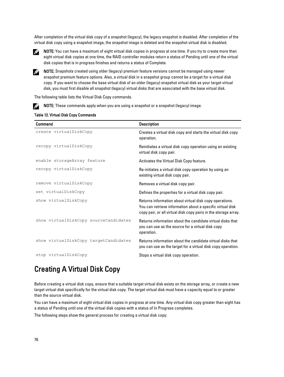 Creating a virtual disk copy | Dell PowerVault MD3260i User Manual | Page 76 / 388