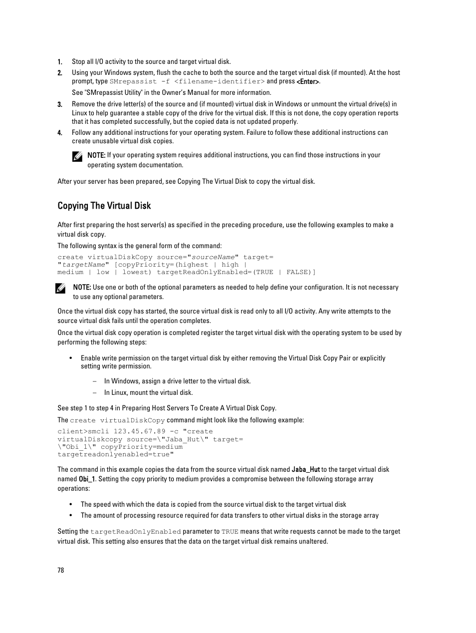 Copying the virtual disk | Dell PowerVault MD3260i User Manual | Page 78 / 388