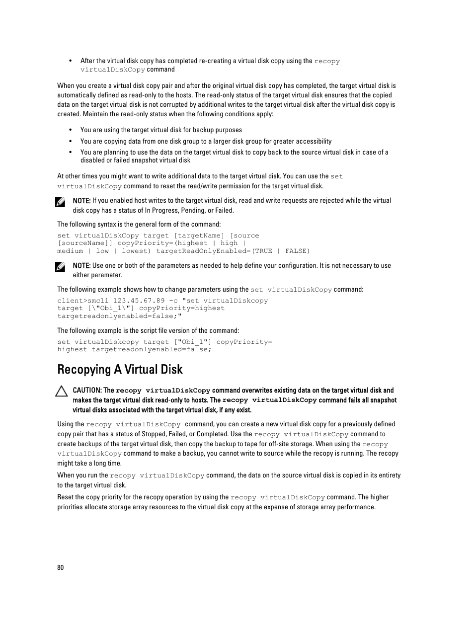 Recopying a virtual disk | Dell PowerVault MD3260i User Manual | Page 80 / 388