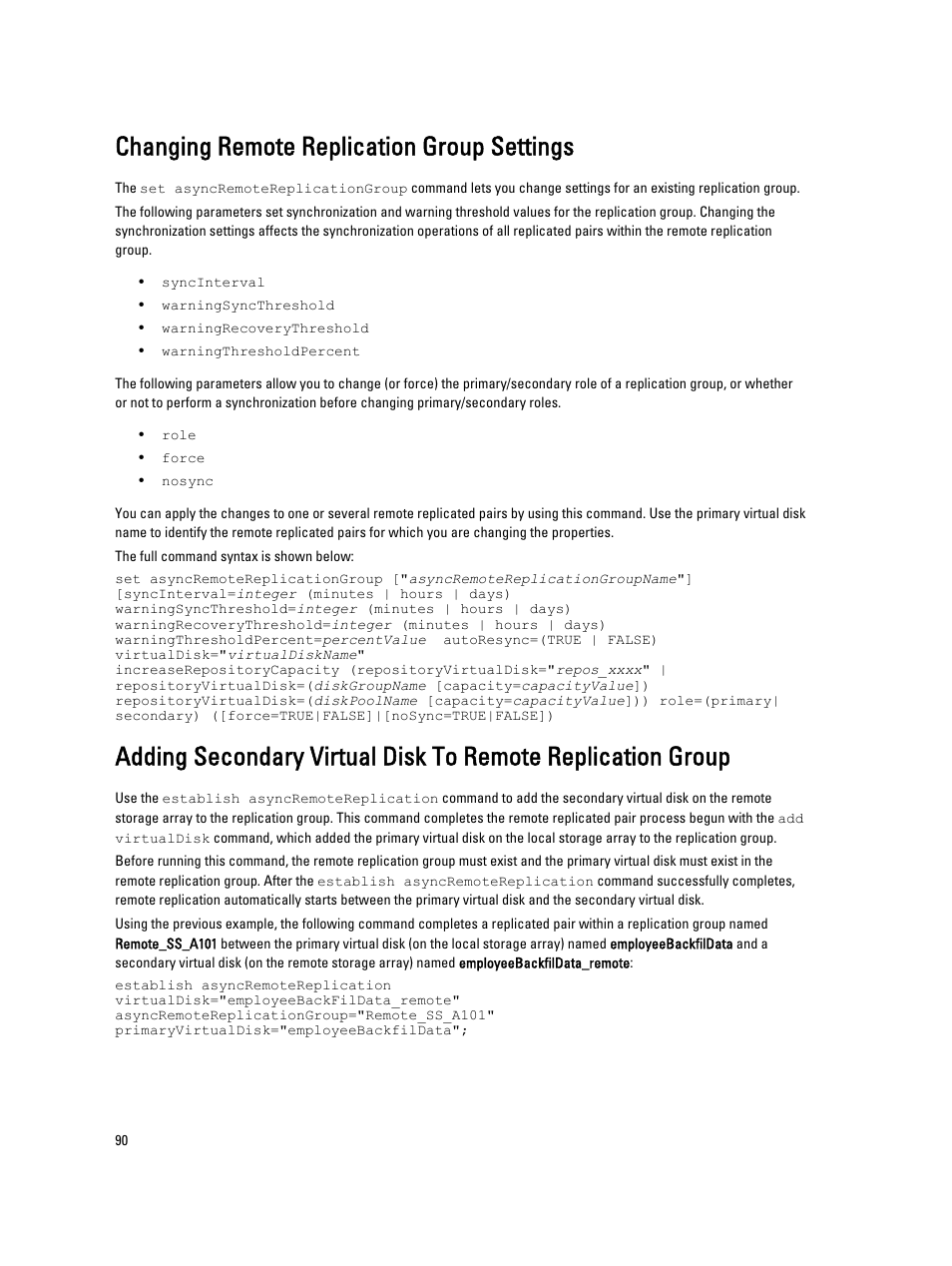 Changing remote replication group settings | Dell PowerVault MD3260i User Manual | Page 90 / 388