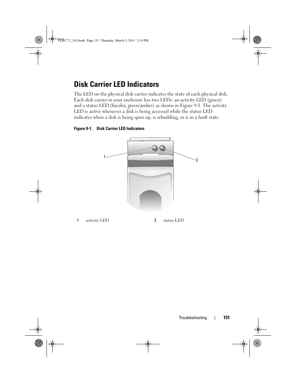 Disk carrier led indicators | Dell PowerEdge RAID Controller H700 User Manual | Page 151 / 178