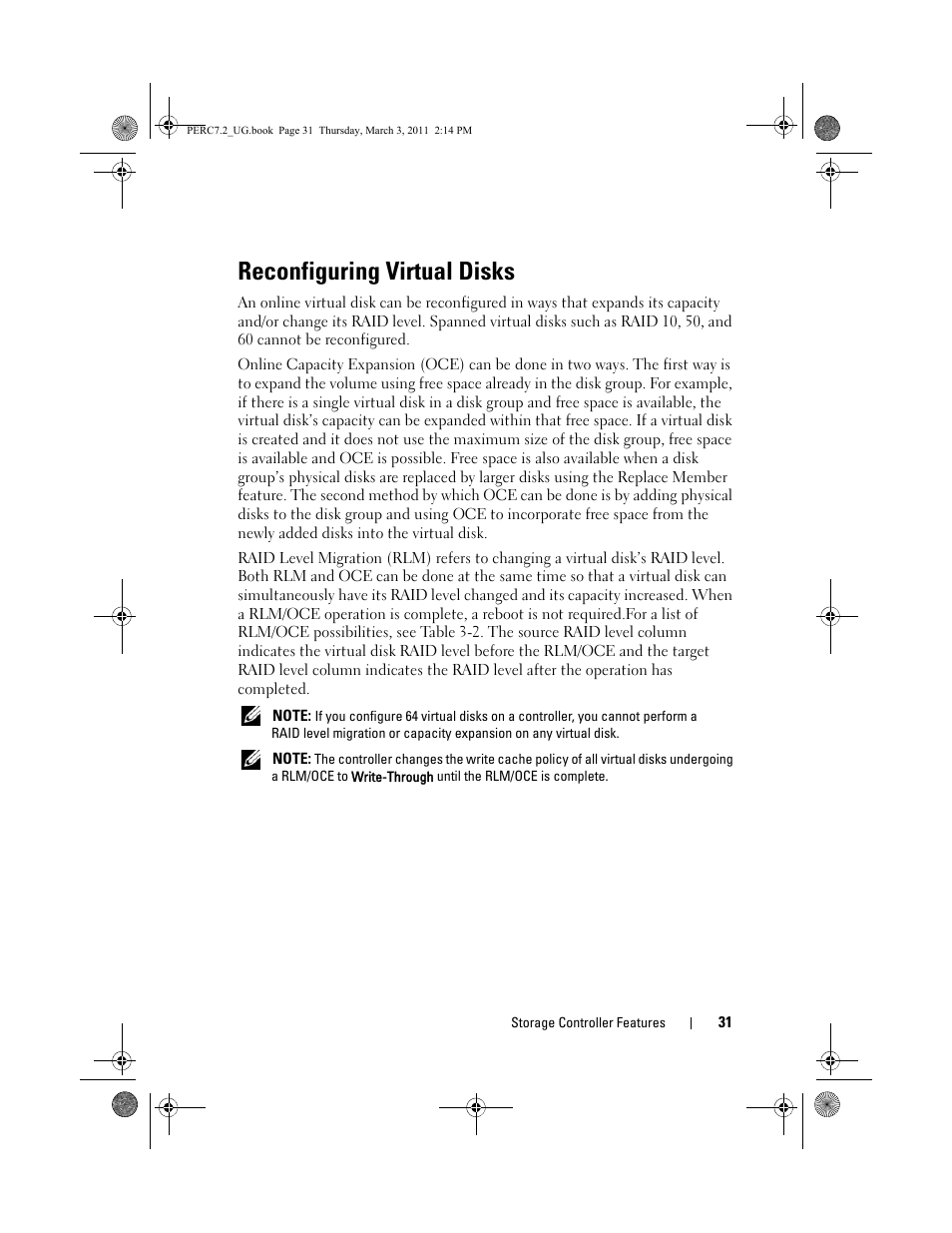 Reconfiguring virtual disks | Dell PowerEdge RAID Controller H700 User Manual | Page 31 / 178
