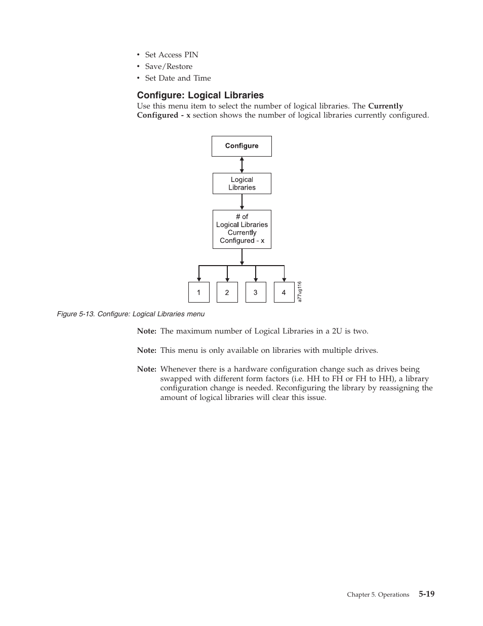 Configure: logical libraries, Configure: logical libraries menu | Dell PowerVault TL4000 User Manual | Page 117 / 306