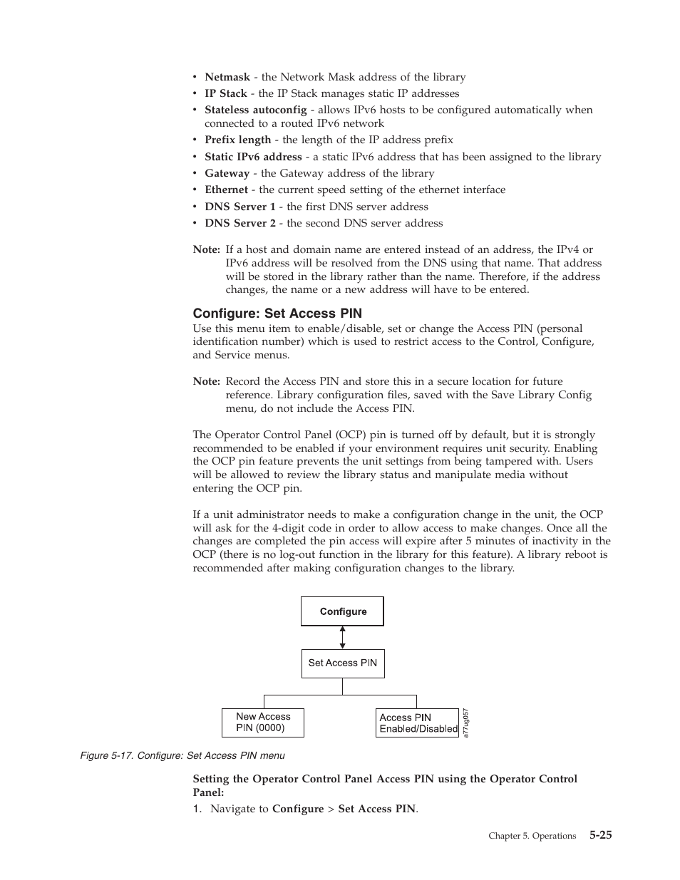 Configure: set access pin, Configure: set access pin menu | Dell PowerVault TL4000 User Manual | Page 123 / 306