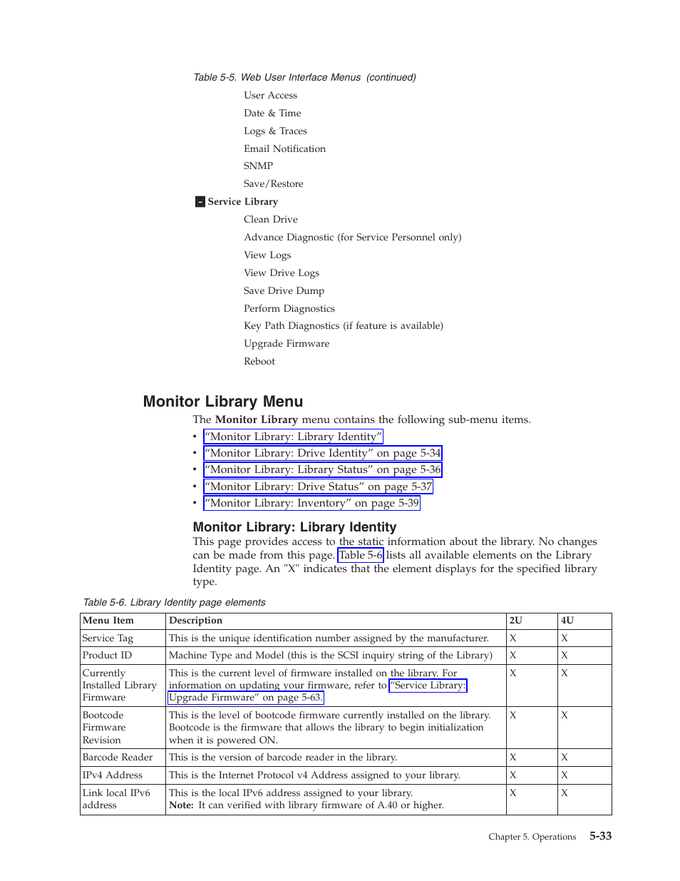 Monitor library menu, Monitor library: library identity | Dell PowerVault TL4000 User Manual | Page 131 / 306