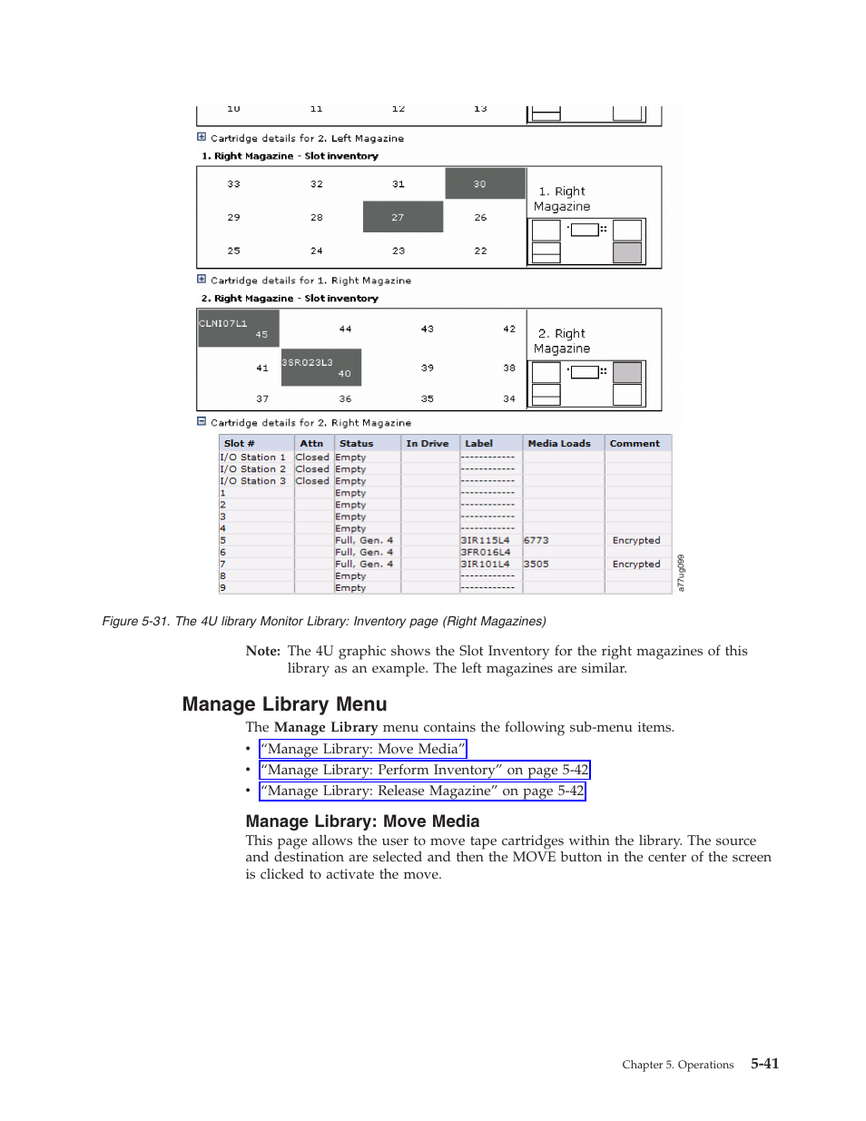 Manage library menu, Manage library: move media | Dell PowerVault TL4000 User Manual | Page 139 / 306