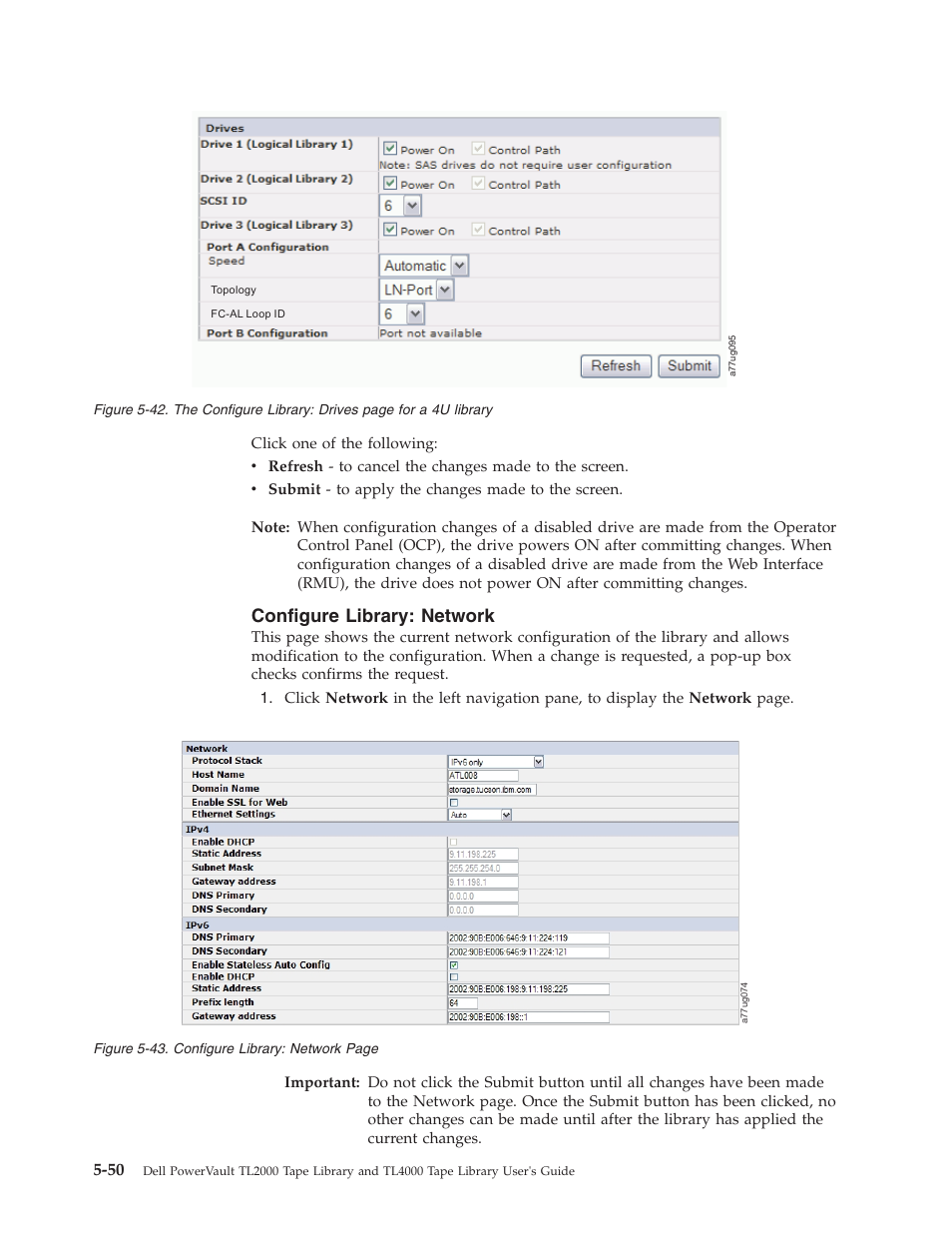 Configure library: network | Dell PowerVault TL4000 User Manual | Page 148 / 306