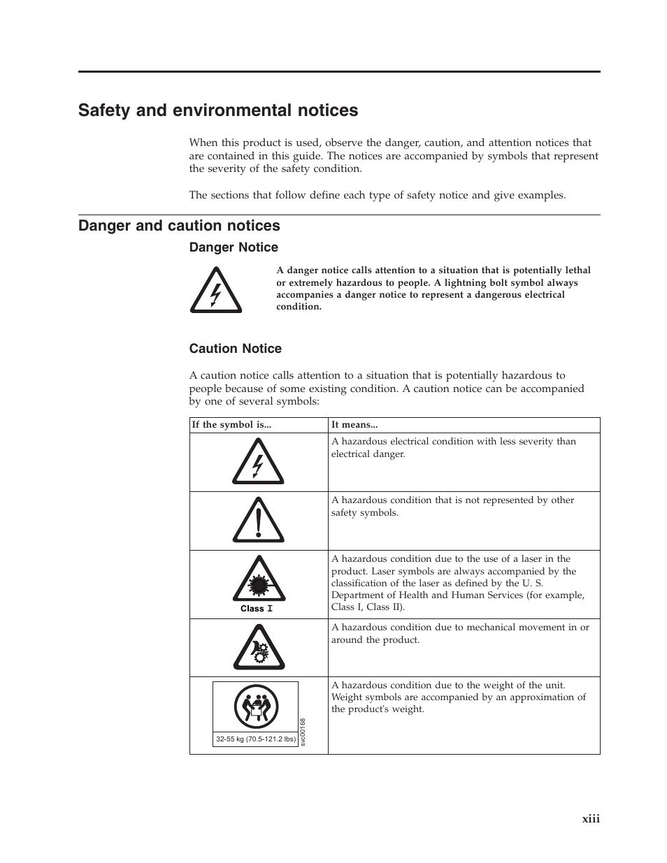 Safety and environmental notices, Danger and caution notices, Safety and environmental notices . . . xiii | Xiii | Dell PowerVault TL4000 User Manual | Page 15 / 306