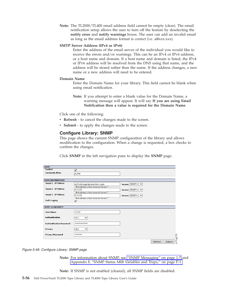 Configure library: snmp | Dell PowerVault TL4000 User Manual | Page 154 / 306