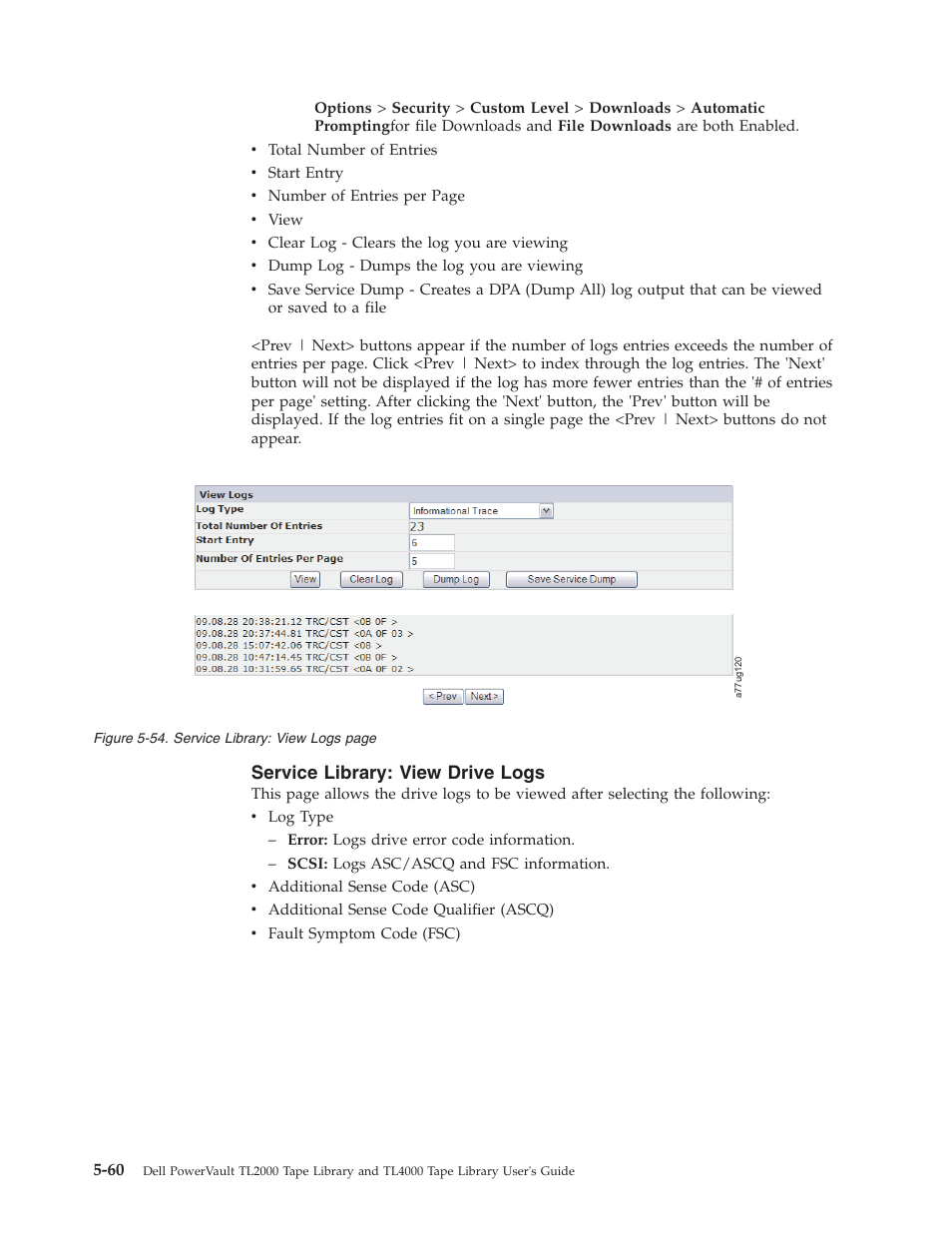 Service library: view drive logs | Dell PowerVault TL4000 User Manual | Page 158 / 306