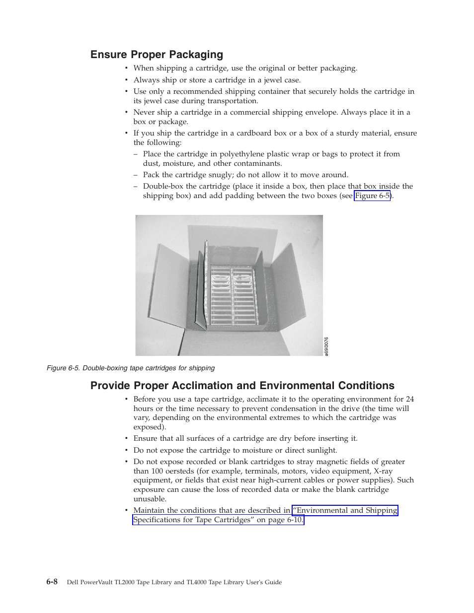 Ensure proper packaging, Double-boxing tape cartridges for shipping | Dell PowerVault TL4000 User Manual | Page 174 / 306