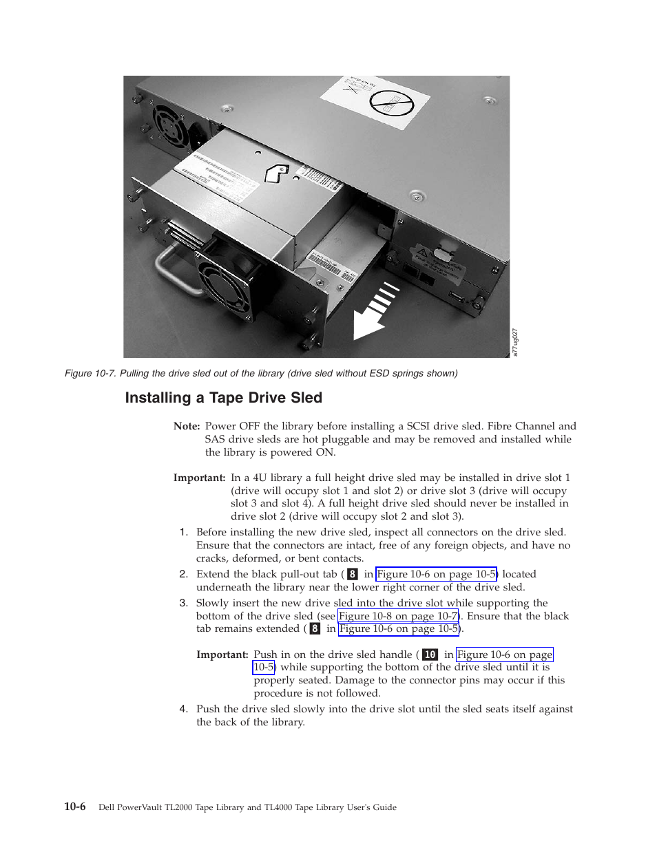 Installing a tape drive sled | Dell PowerVault TL4000 User Manual | Page 216 / 306