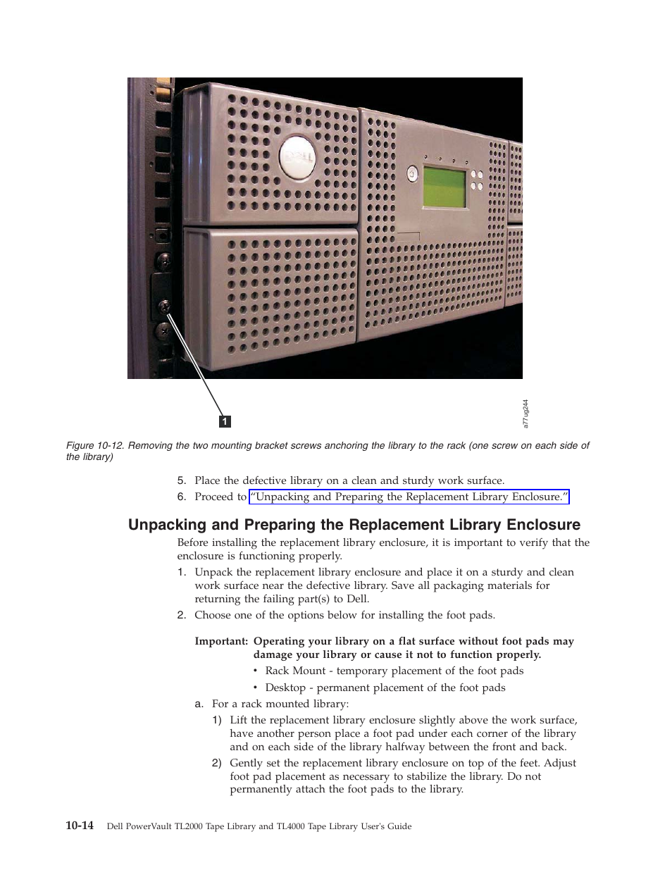 12. removing the two mounting bracket | Dell PowerVault TL4000 User Manual | Page 224 / 306