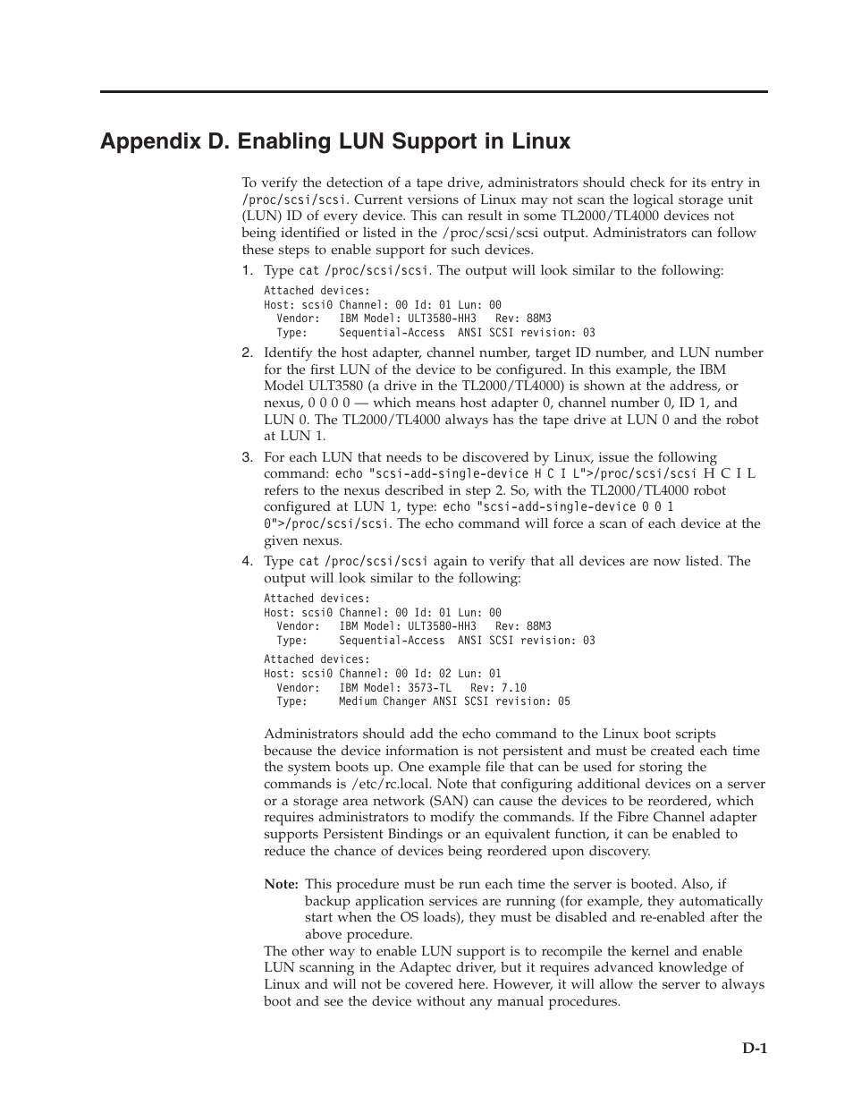 Appendix d. enabling lun support in linux | Dell PowerVault TL4000 User Manual | Page 269 / 306